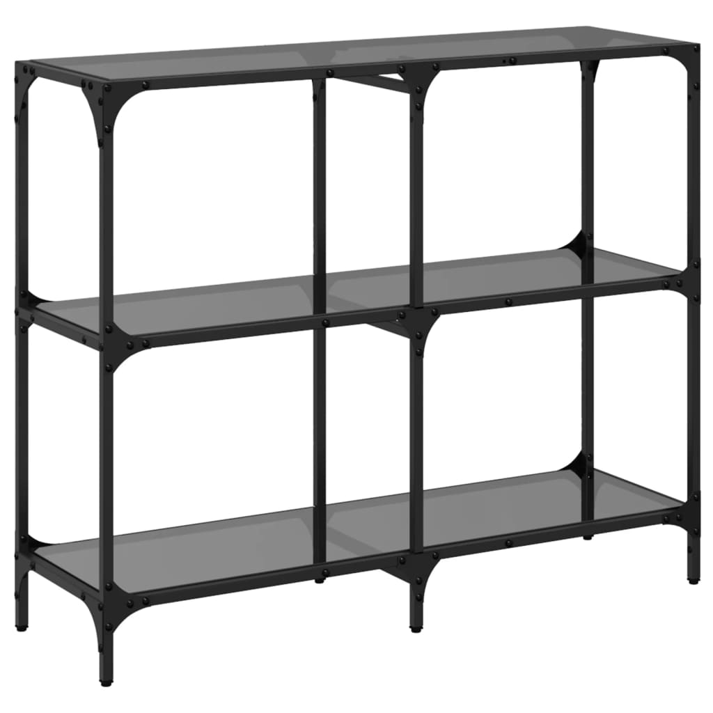Console Table with Black Glass Top 98x30x81 cm Steel